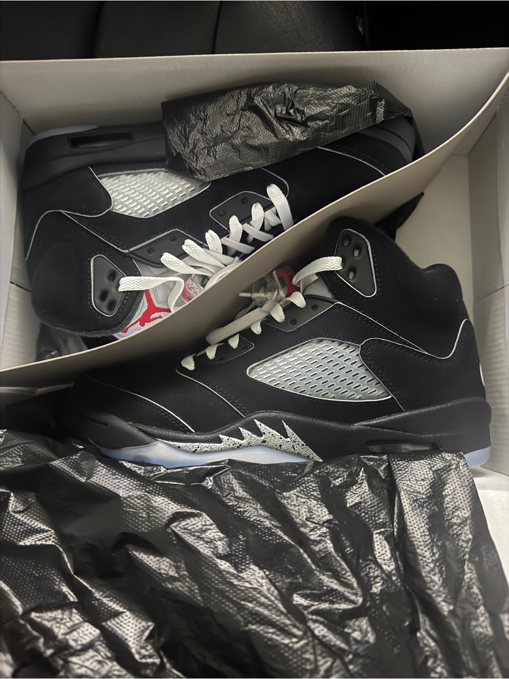 Jordan Air Jordan 5 Retro Black White Metallic Silver Box Label Mens 8.5
